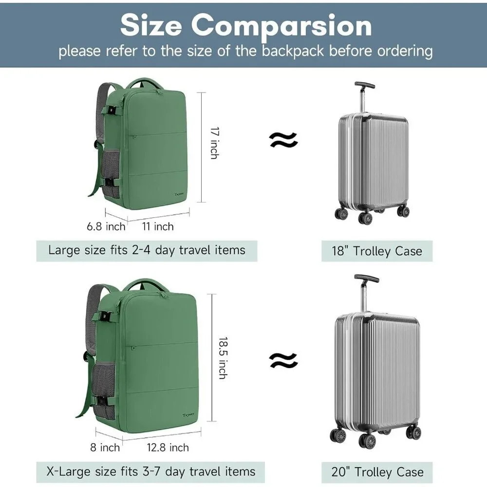 Taygeer Women's Peridot Green Travel Backpack Carry On 15.6inch Laptop Backpack
